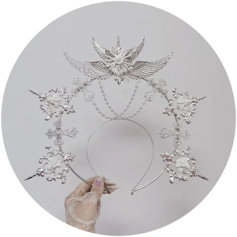 Gothic Silver Halo Crown Headpiece Lolita Sun Goddess Queen