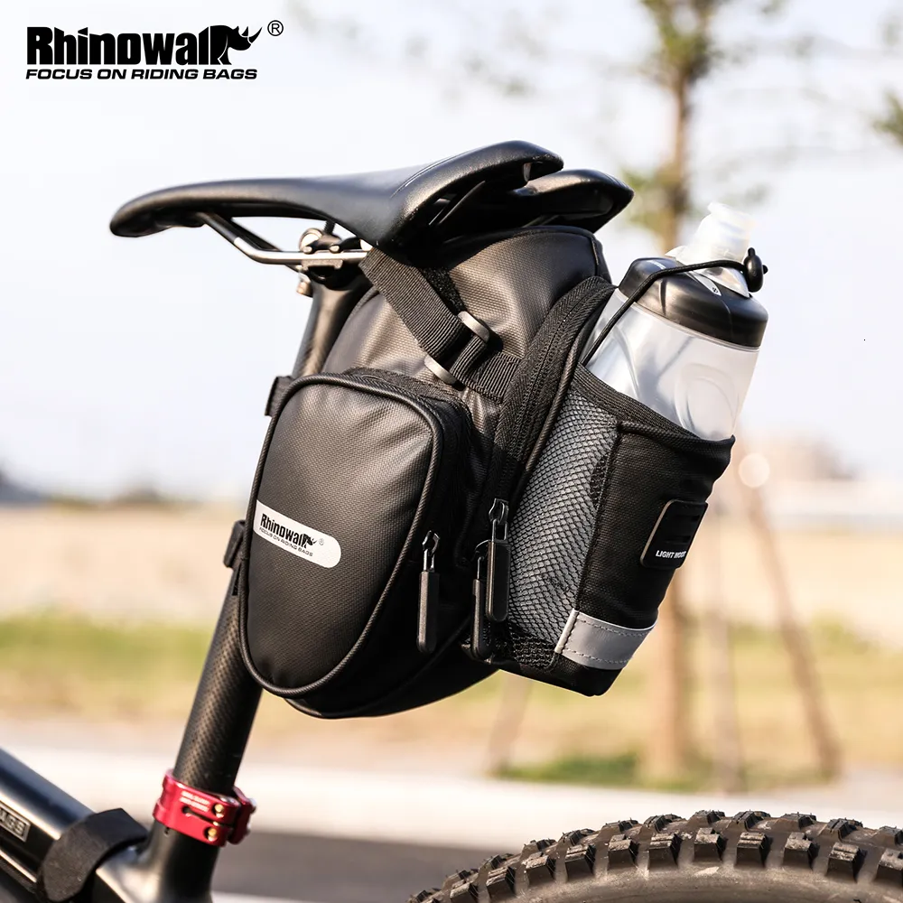 Panniers Bags Rhinowalk Arrival Bike Saddle Bag With Water Bottle Pocket Waterproof Rear Bicycle Saddle Bags Large-Volume Tail Bag 230829