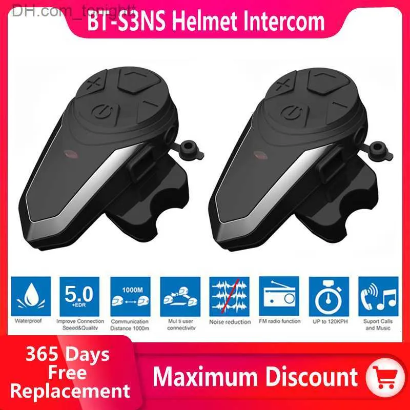 BT-S3NS Casco da moto Auricolare compatibile Bluetooth Interfono Comunicazione Interfono MP3 GPS Intercomunicatore impermeabile Q230830