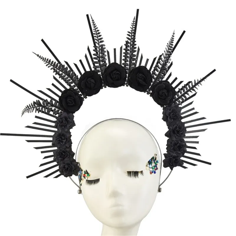 Spiked Headpiece HaloCrown Headband Headpiece Mary HaloCrown Headpiece Mary Headband Goth Flower Drop Shipping