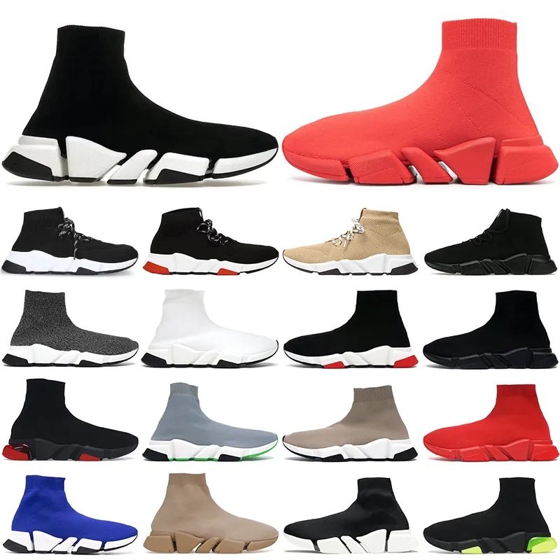 2023 Men Women Sock Shoes Severe Speed ​​Trainer Clearsole Black White Red Blue Beige Blue Mens Mass Massion Sheereakers Size 36-45