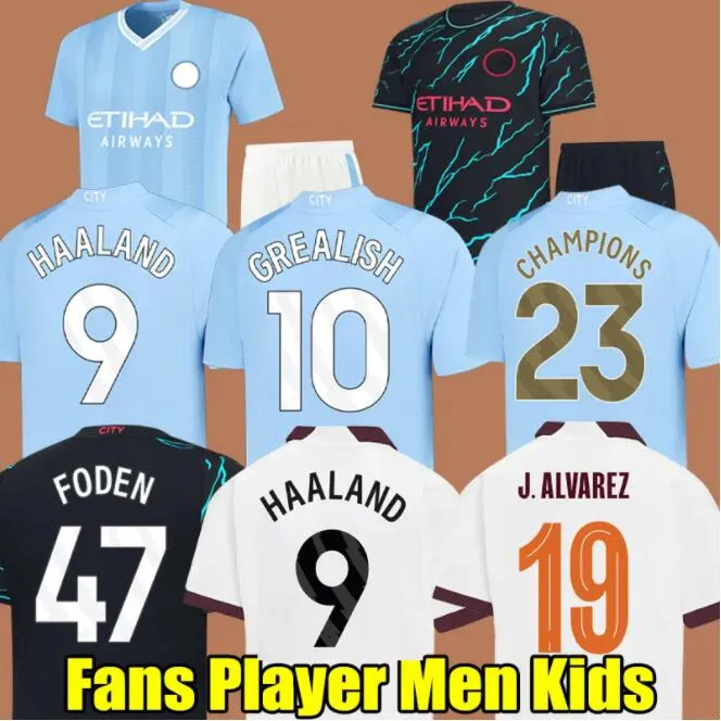 Maillot de Manchester City No.9 HAALAND Domicile 23/24 3 Pièces Homme Enfant  