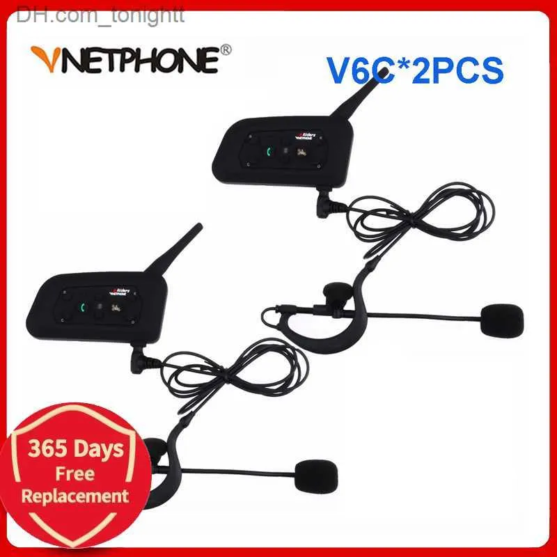 VNetPhone V6C*2st Senaste fotbollsdomare Intercom Headset 1200m Wireless Full Duplex Bluetooth Interphone BT -hörlurar Q230830