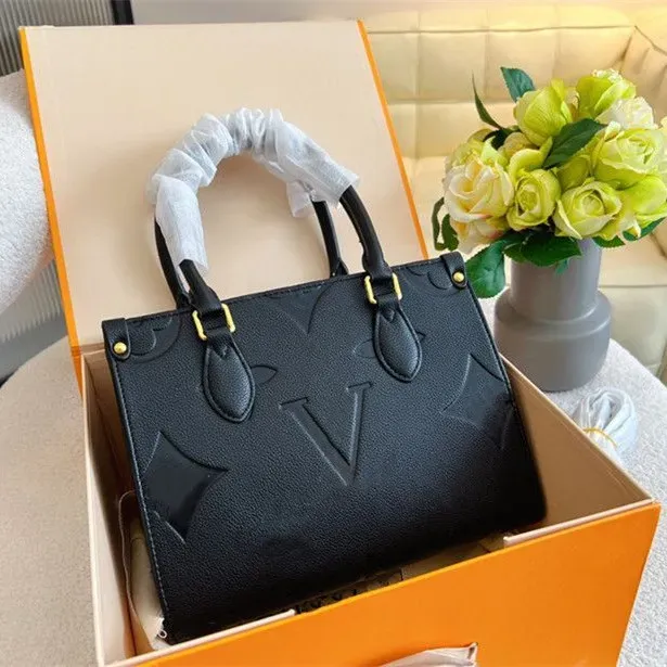 Onthego PM MM Duża pojemność Tote Kobiety luksusowe designerskie torby torby wytłaczania monogramów torebki lady torebki komunikator crossbody na ramię