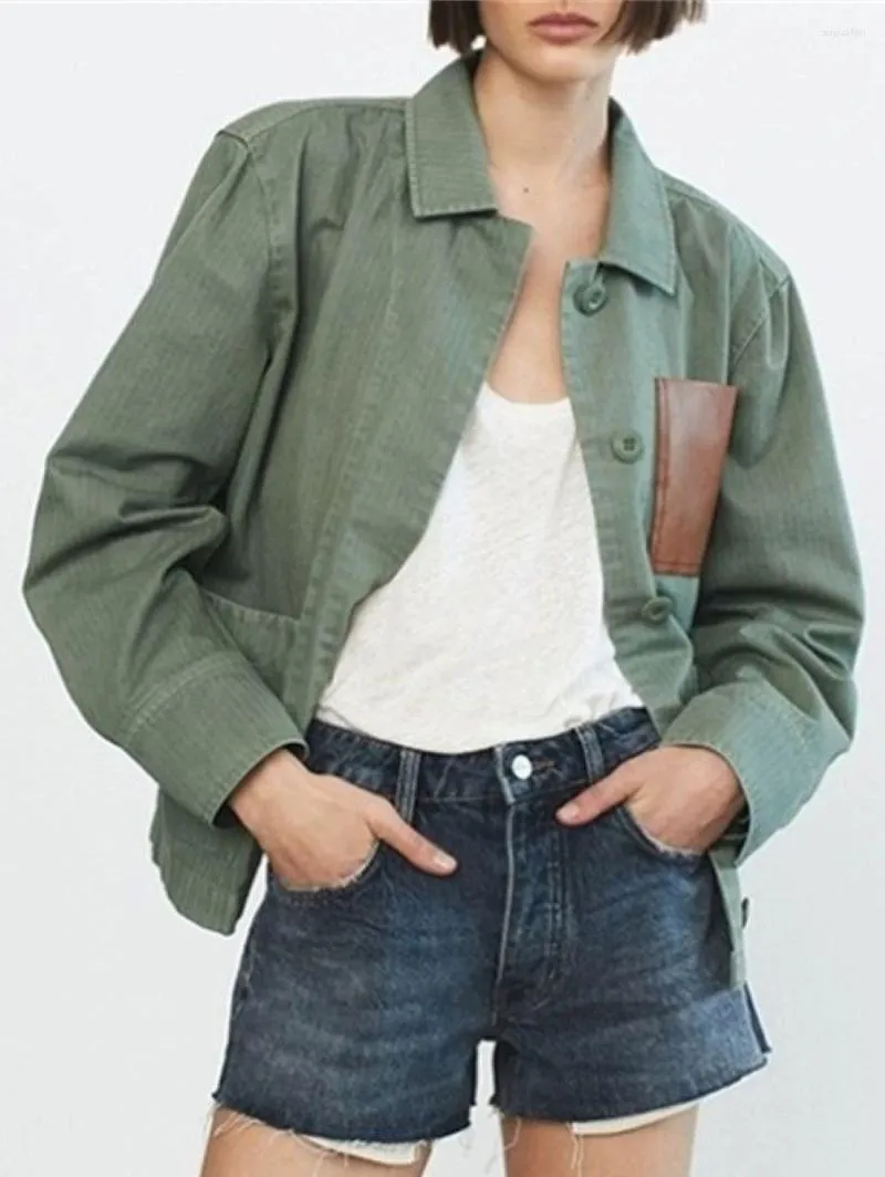 Giacche da donna Giacca patchwork colorata tasca colletto rovesciato manica lunga monopetto sciolto cappotto autunnale 2023