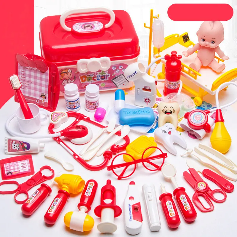 Strumenti Laboratorio Giochi di finzione Giocattoli per bambini Set da medico Attrezzatura di simulazione Stetoscopio Scatola di immagazzinaggio per bambini Regalo per bambino 230830