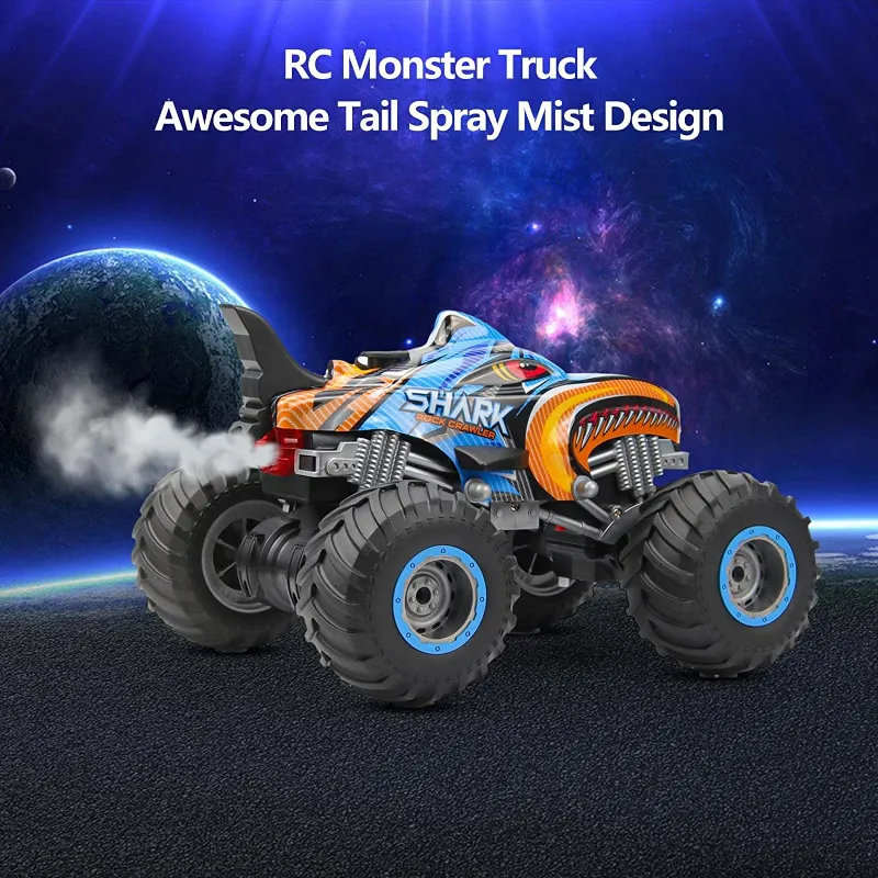 Auto telecomandate 2.4G Monster Truck RC Auto camion elettrici Auto acrobatiche con giochi di spray sonori leggeri per ragazzi Bambini Regalo per