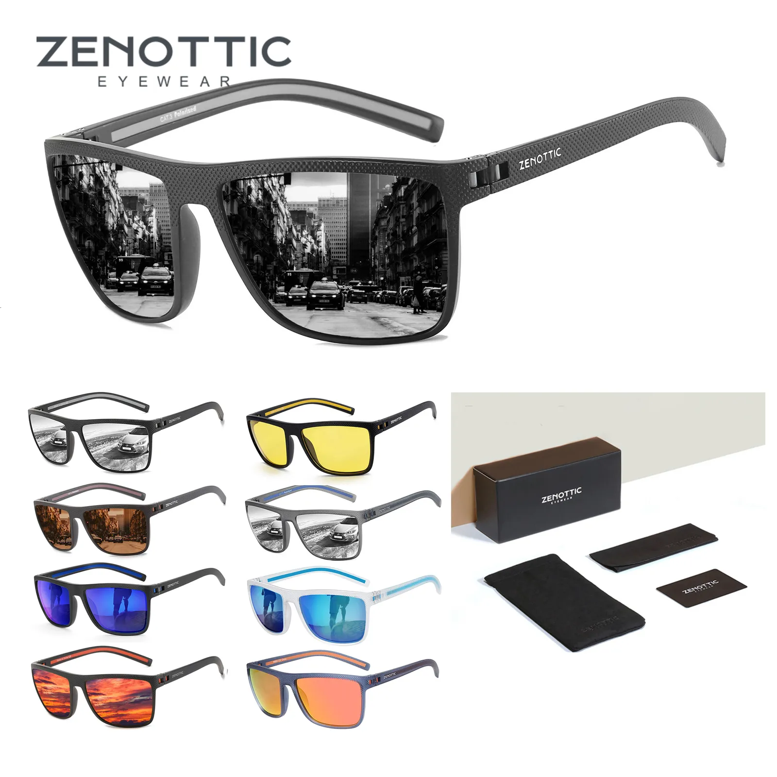 ZENOTTIC Polarized Square Sunglasses for Men Lightweight TR 