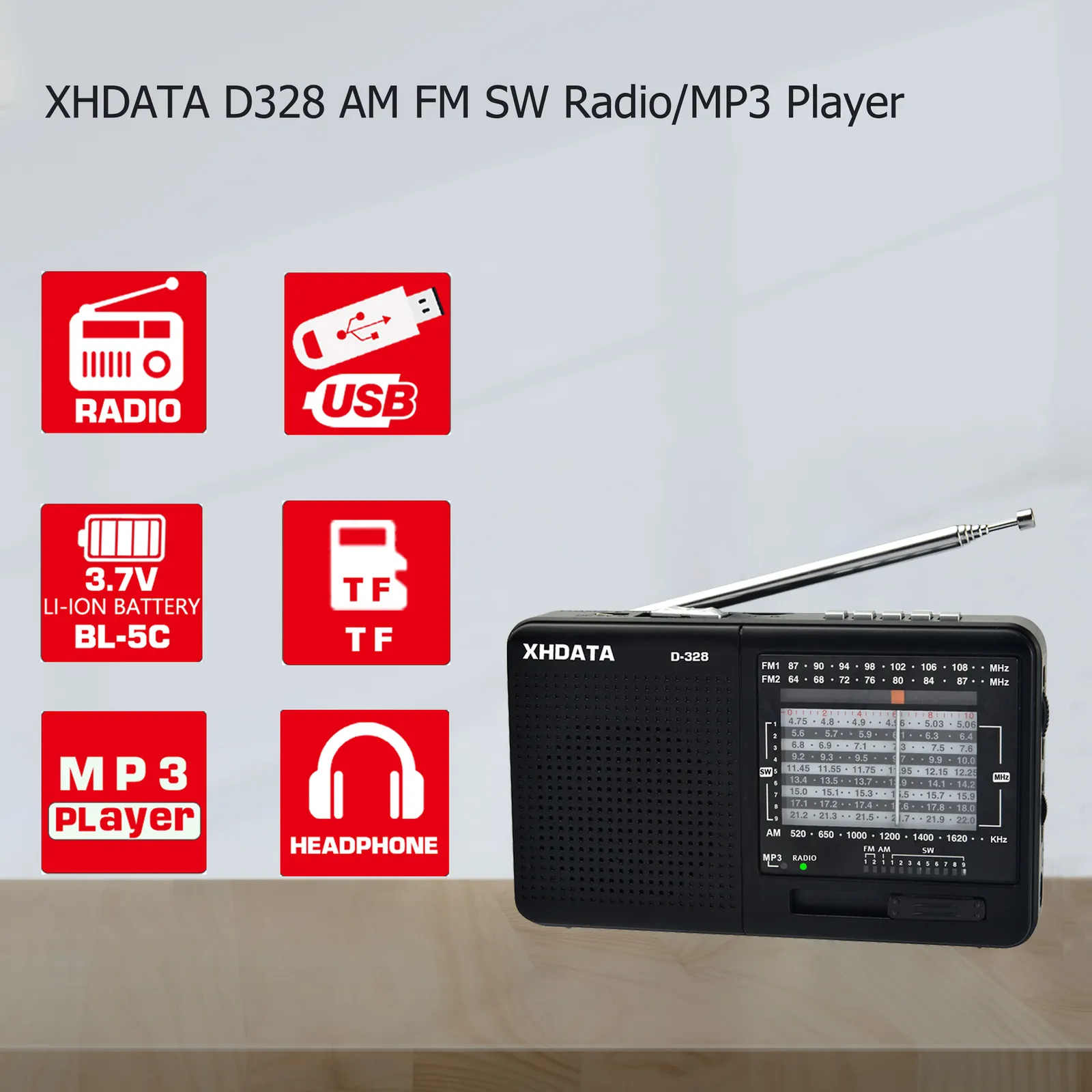 Mini radio portátil AM FM Radio de bolsillo con MP3, PRUNUS J-170 Radio  retro portátil de onda corta