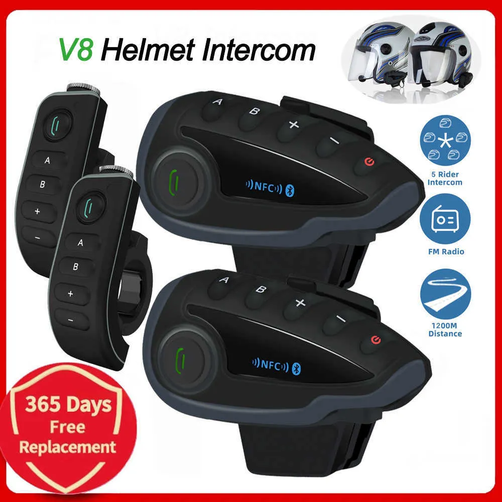 Acquista Interfono V8 Gruppo di ciclisti a 5 vie Parla Bluetooth Casco moto  Interfono Radio FM Auricolare NFC Supporto 1200M Controller remoto