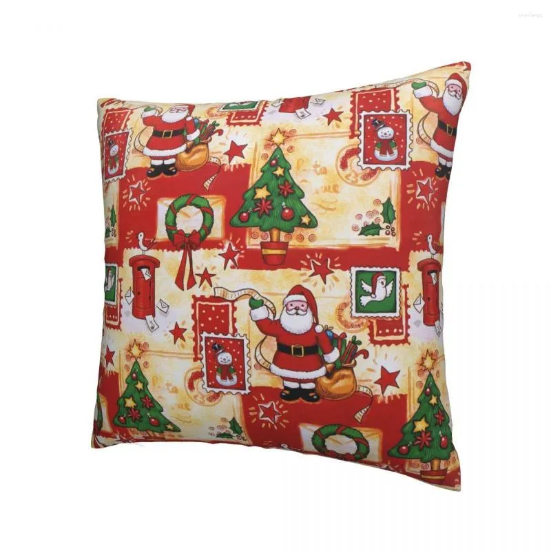 Pillow Holidays Vintage Christmas Santa Pillowcase Cover Decor Winter Snowman Throw Case Home Zipper 45 45cm