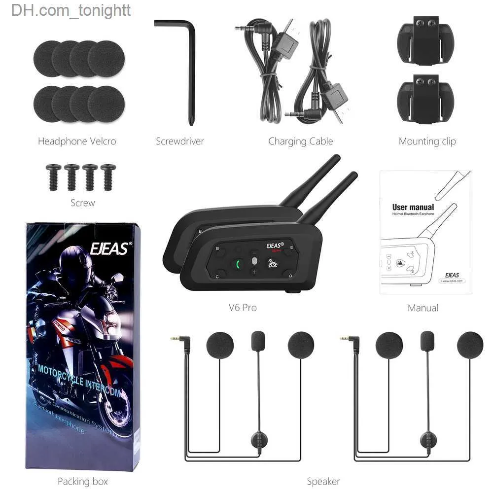 EJEAS V6 PRO Motorcycle Helmet Intercom 6Riders Bluetooth5.0