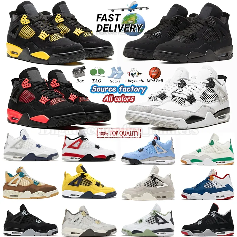 Jumpman 4 Basketballschuhe 4s Military Black Cat Thunder Yellow Fire Red Cement University Blue Pine Green Midnight Navy Neutral Grey Damen Herren Trainer Sneakers j4