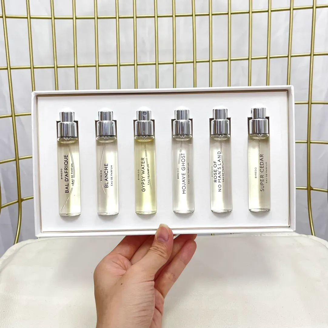 12Ml * 6Pcs Ensemble de parfum Super Cedar Blanche Mojave Ghost Bal Dafrique Rose Gypsy Water Fragrance EDP Travel Cologne Spray Gift Box Fast Ship 263