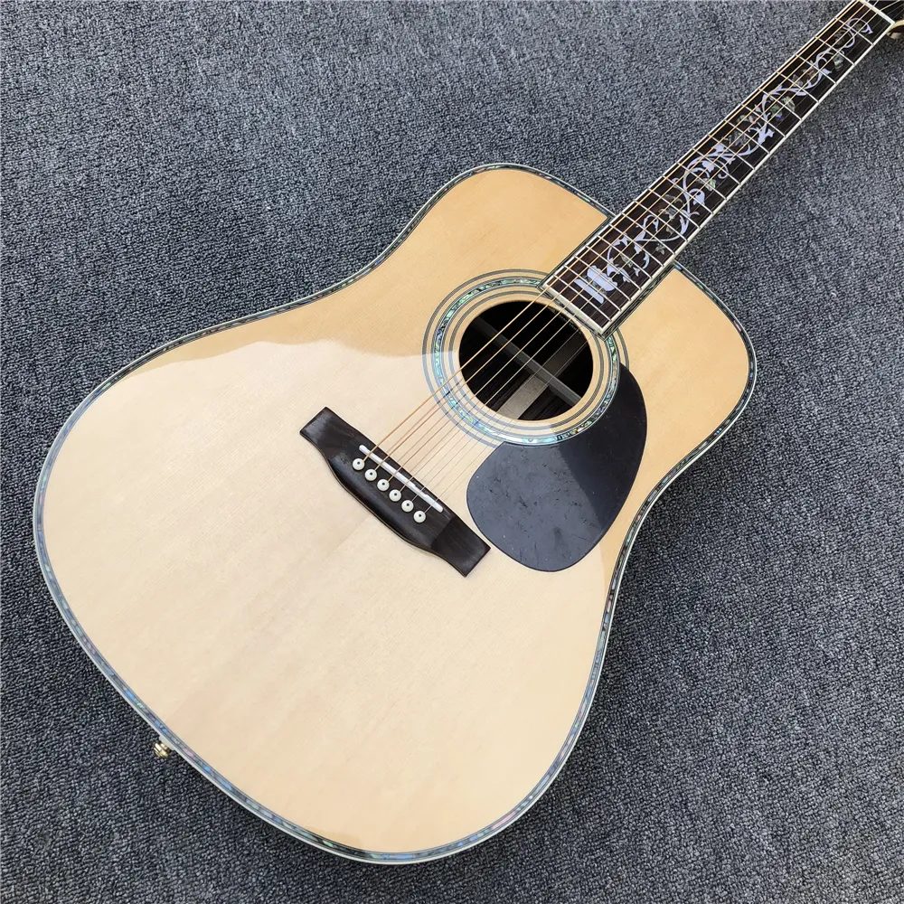 41 cali D Typ Solid Spruce Top Acoustic Guitar Abalone Tree of Life InRlays Rosewood Back and Sides Guitarra