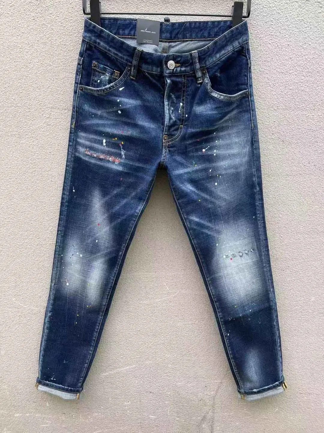 Vente en gros - Italien Rose Brodé 2023 Nouveau Designer Menjeans Slim Fit Hommes Jeans Imprimés Biker Denim Pantalons