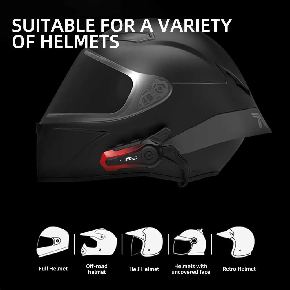 Motorcycle Helmet Intercom Bluetooth Headset 1000M For 2 Riders