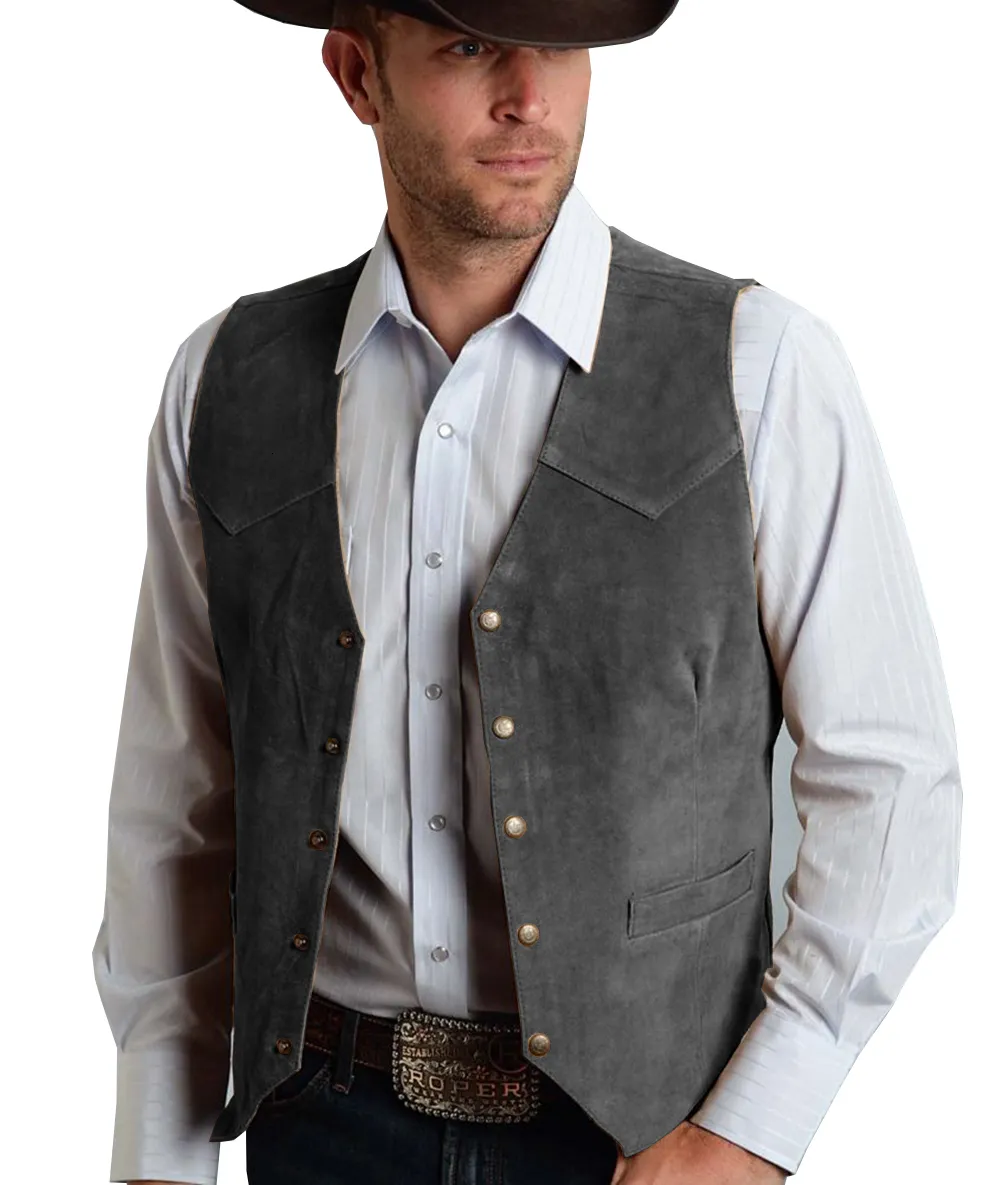 Herrenwesten Braune Weste Formeller Business-Anzug Wildlederweste Trauzeugen Für Hochzeit Cowboy 230829_voghion.com