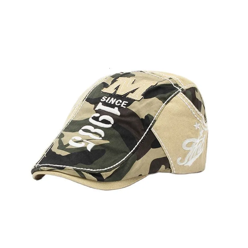 Bérets 2023 printemps été et automne Cool homme Ivy casquette mâle camouflage plat soleil casquettes papa loisirs coton béret 230830