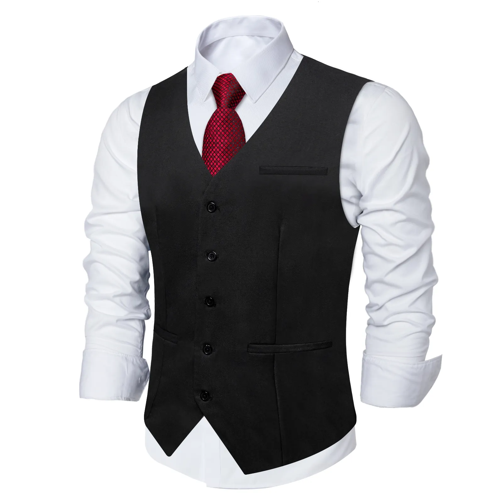 Gilets pour hommes Noir Solide Rayonne Polyester Hommes Costume Gilet Fête De Mariage Formel Kaki Bleu Rouge Business Blazer Slim Gilet Gilet Drop 230829