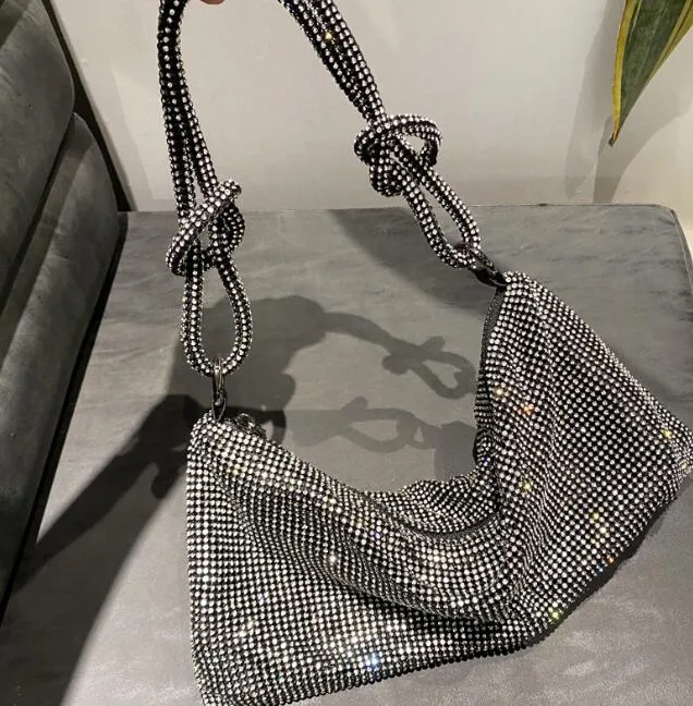 Bolsas de ombro diamante femininas bolsas de noite de cristal bolsas femininas de ombro para senhoras hobo cheio de diamante brilhante hobos alça brilhante strass bolsa de embreagem de noite