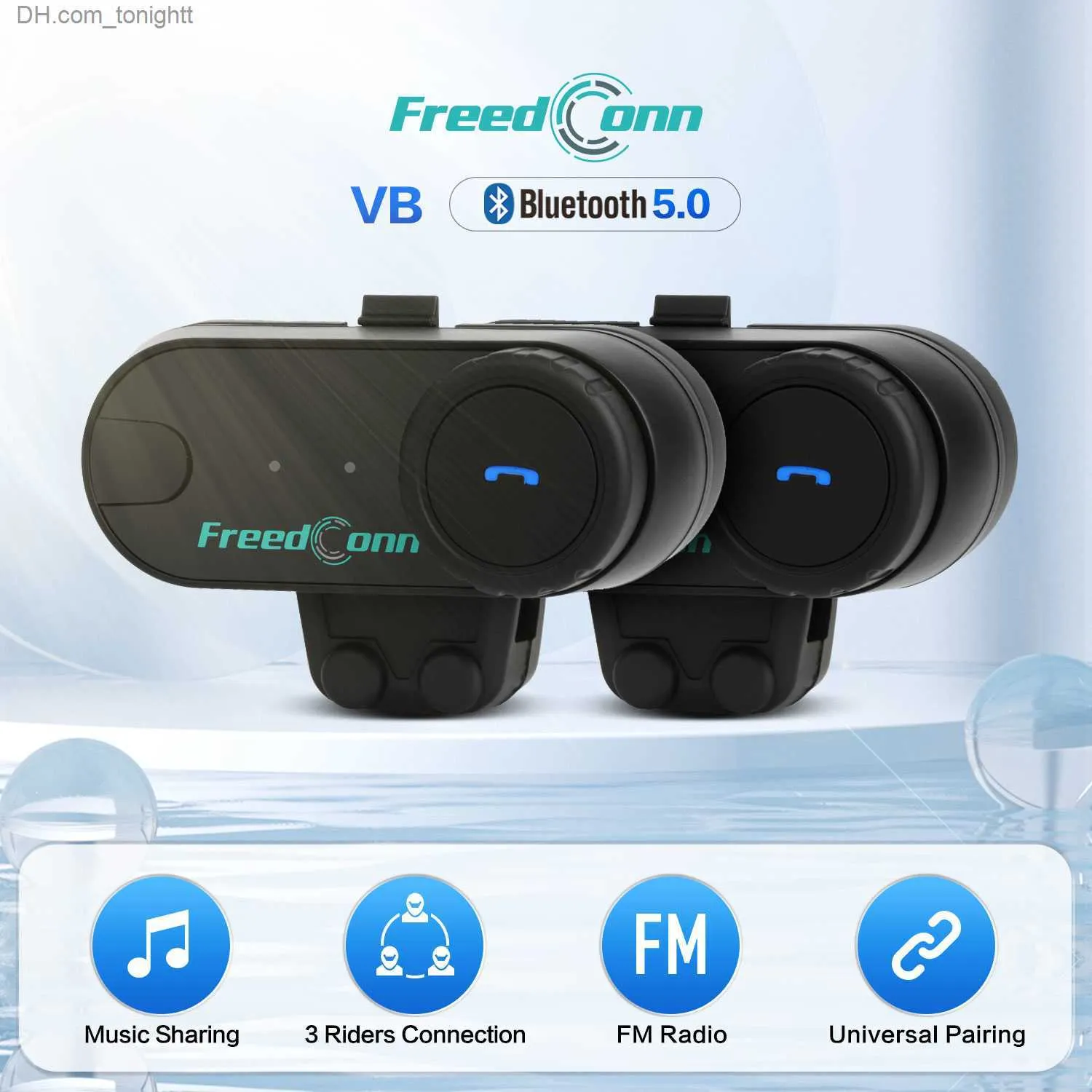 Freedconn Tcom VB intercom دراجة نارية خوذة Bluetooth سماعة 2 في 1 ميكروفون مكبر صوت استريو جودة الصوت interphone FM Radio Q230830