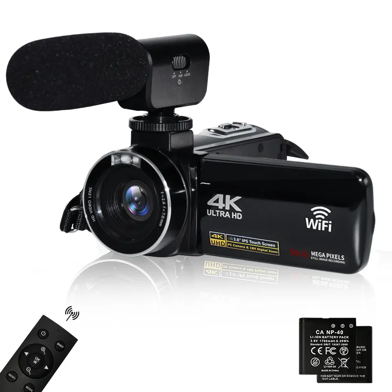 Camcorders 4K Camcorder Ultra HD 56MP Video Blog voor YouTube 18 x Digitale IR Nachtzicht WiFi met microfoon 230830