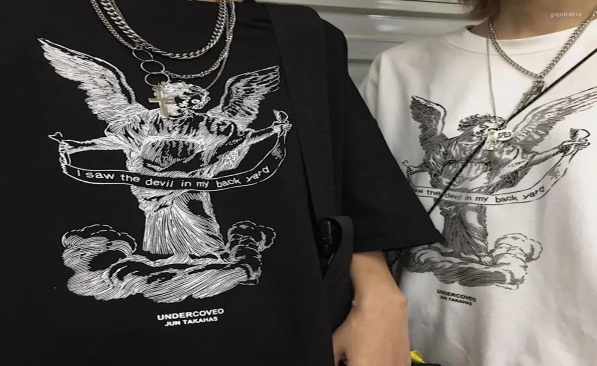 Men039S Tshirts Gömle Erkekler İçin Gömlek Angel Baskı Goth Grafik Hip Hop Büyük Boyut Gotik Kıyafetler Moda Harajuku Gevşek Tshirtsm5556003
