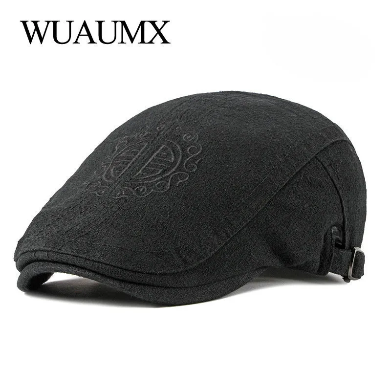 Berets Wuaumx chinesischer Stil Beret Hut Männer Frauen Visor Cap Stickerei