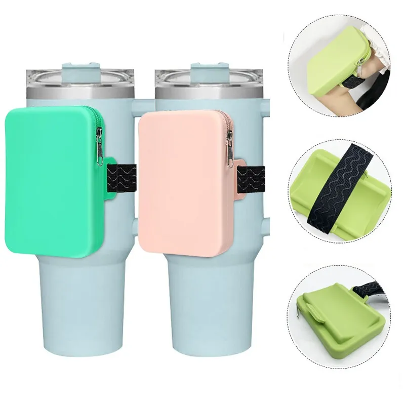 Silicicone 30oz 40oz Water Bottle Tumbler Holder Bags Mult-Function Protable Mini Bottle Bag Pouch Arm Bags