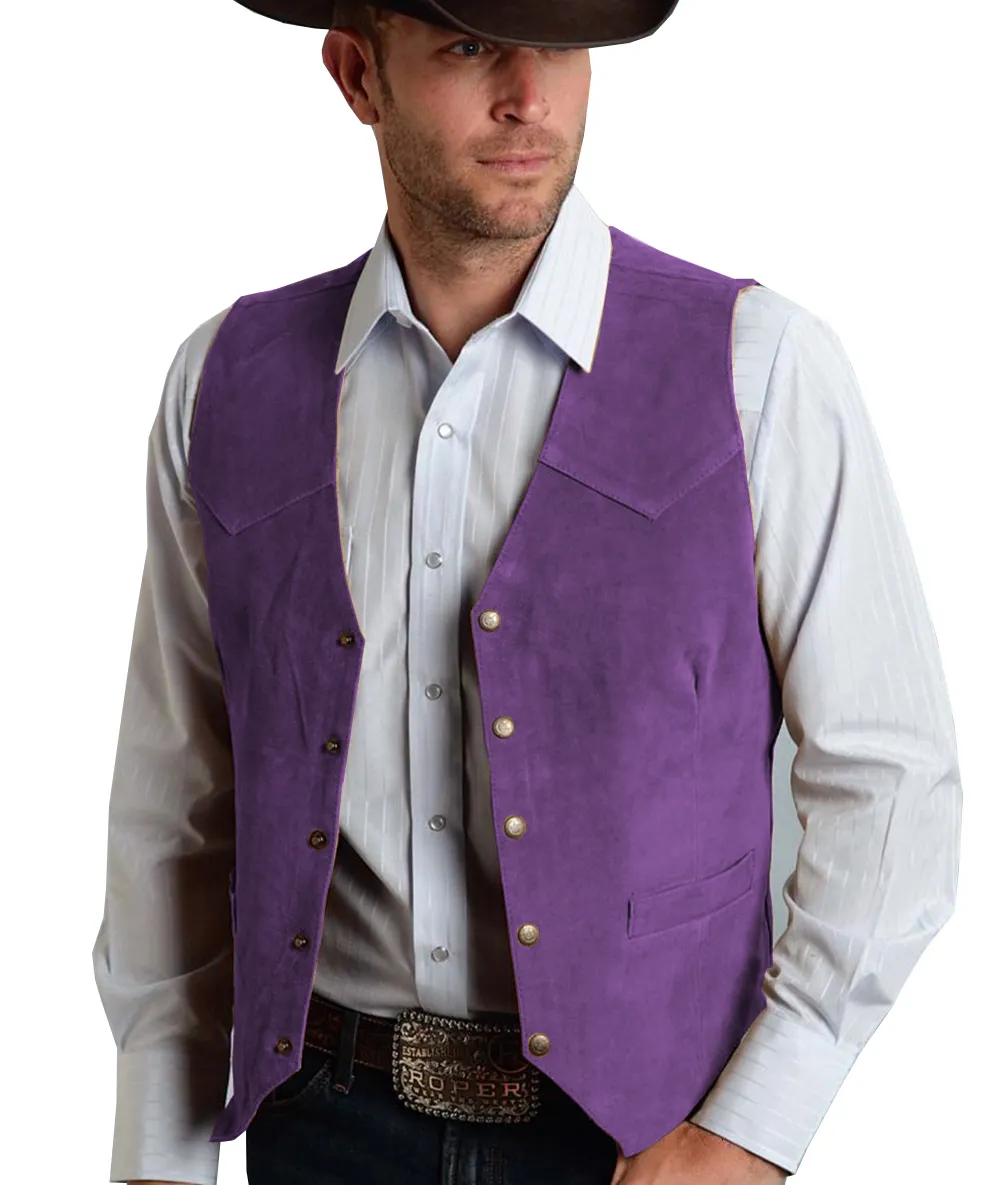Herrenwesten Braune Weste Formeller Business-Anzug Wildlederweste Trauzeugen Für Hochzeit Cowboy 230829_voghion.com