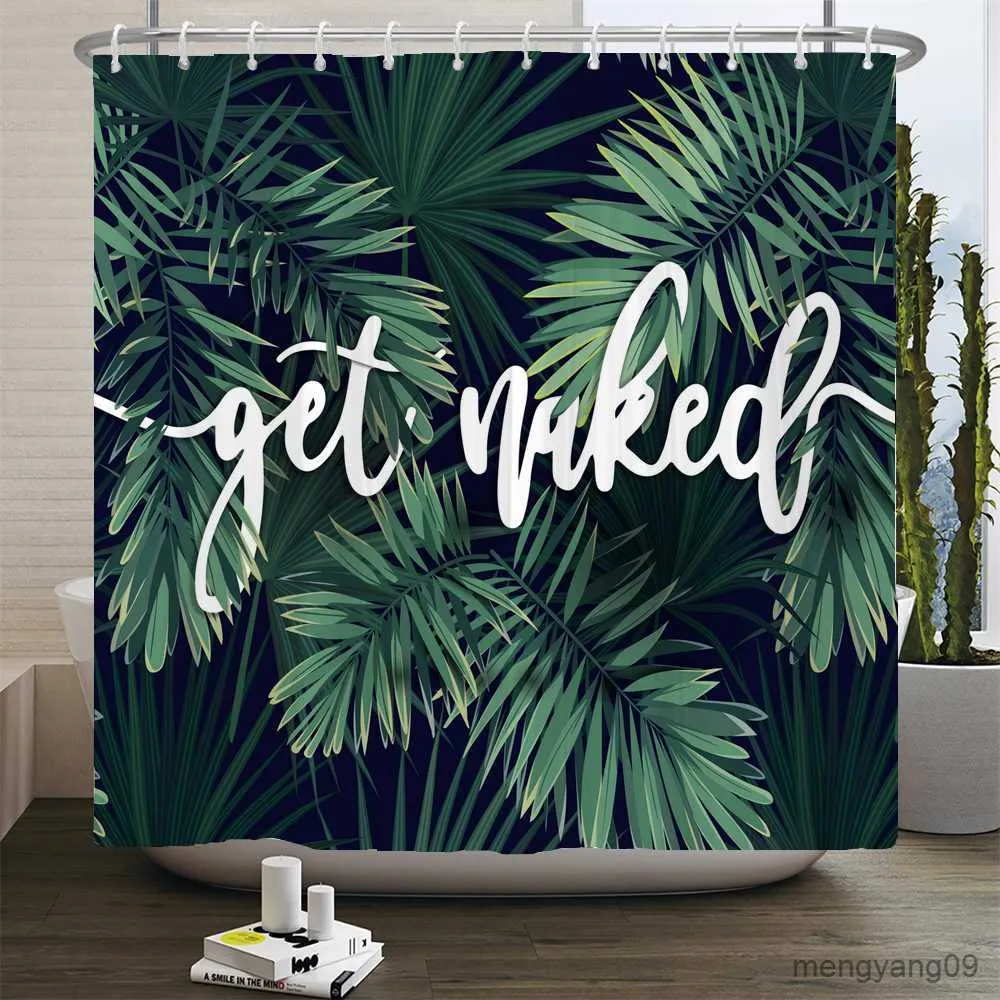 Tende da doccia 3D Piante verdi tropicali Stampa foglia Tenda da doccia stile nordico Foglie naturali Decorazione della casa Tende da bagno impermeabili R230830