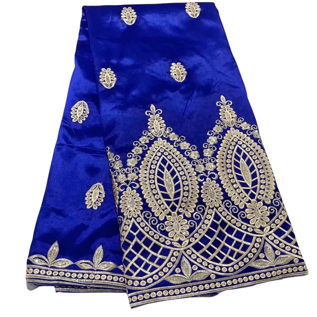 Blauw George Kant Stof Bruiloft Afrikaanse Jurk voor Vrouwen Naaien Textiel Zijden Kleding Hoge Kwaliteit 5 Yards Dentelle Nigeriaanse Vrouwelijke Diner Party Kostuum 2023 YQ-5010