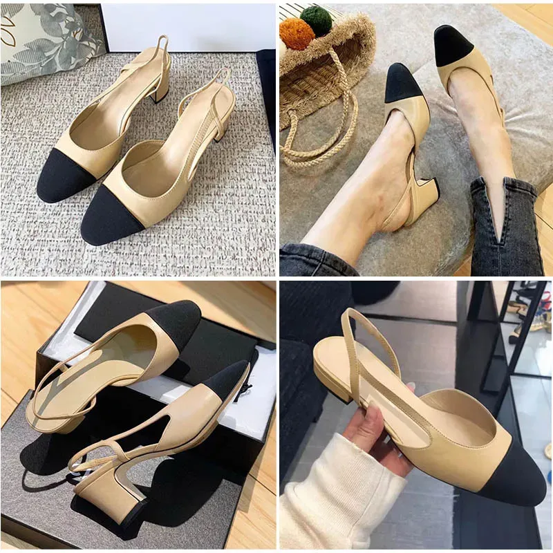 Tacchi alti Scarpe moda Vera pelle Aperta su formale Tacco grosso Slingback Sandali ballerine scarpe firmate mocassini firmate donna