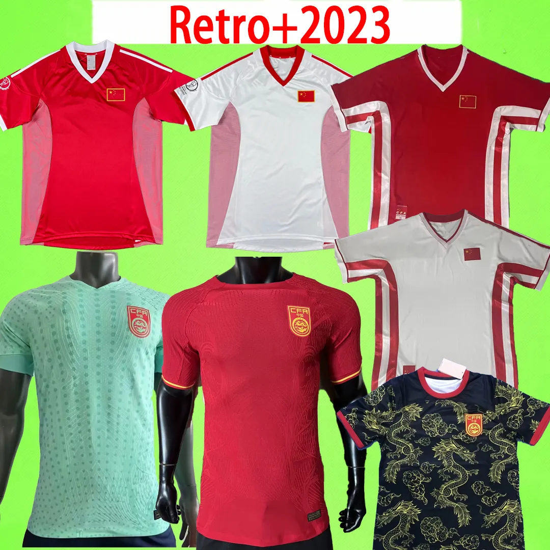 2023 China voetbalshirts Nationaal team Chinese draak Fans Speler versie 23 24 Heren thuis rood uit wit WU LEI Voetbalshirt 2024 derde zwart 1998 2002 retro 98 02 tops