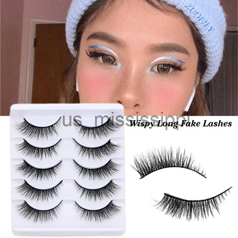 False Eyelashes 52Pairs Cat Eye Lashes Faux Mink Eyelashes Natural long Full Strip Lashes Winged End Eye Elongated Fake Lash Soft Eyelashes New x0830