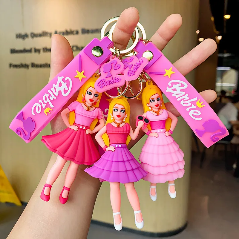 Sıcak Film Periferik Bebek Keychain Oyuncak Karikatür Pembe Prenses Anahtar Kolye Çift Okul Çantası Silikon Bebek Toptan Ücretsiz UPS