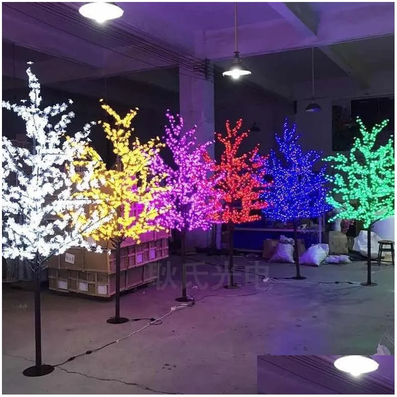 ديكورات الحديقة المصنوعة يدويًا مصطنعة LED Cherry Blossom Tree Night Light Light Light