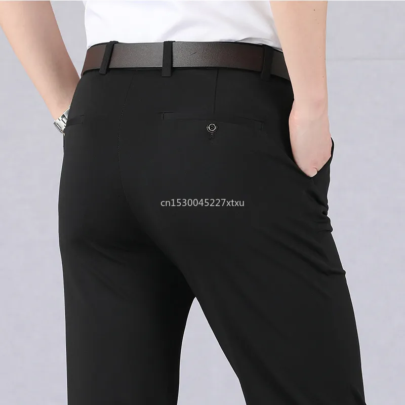 Pantalones Clásicos De Alta Elasticidad Para Hombre  Slim fit dress pants,  Mens fashion casual spring, Mens dress pants