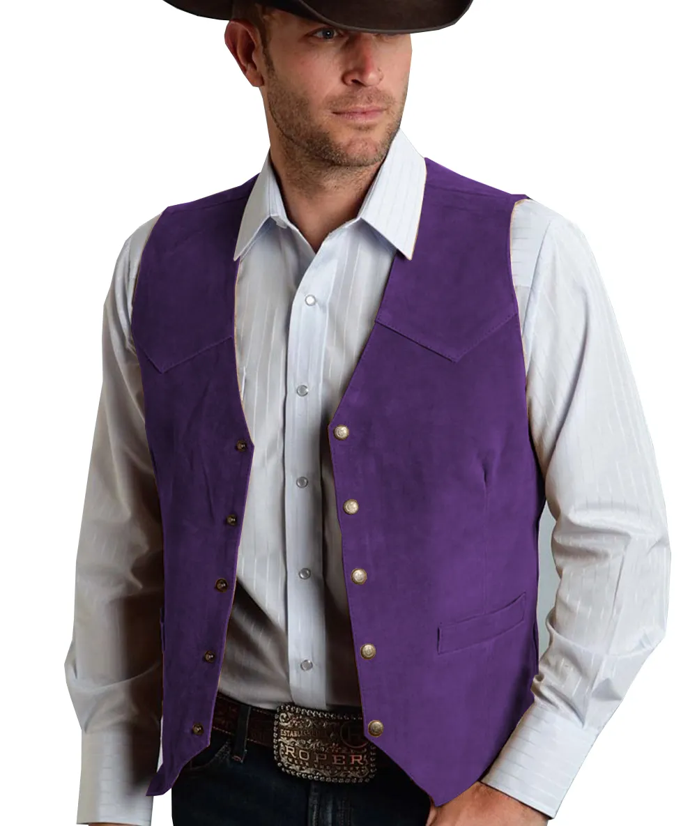 Herrenwesten Braune Weste Formeller Business-Anzug Wildlederweste Trauzeugen Für Hochzeit Cowboy 230829_voghion.com