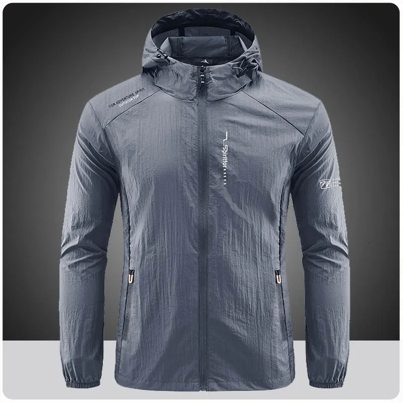 Giacche da uomo Estate Outdoor Quick Dry Giacca protettiva solare sottile da uomo Escursionismo Pesca Ciclismo con cappuccio Palestra Sport Giacca a vento Cappotti ultra leggeri 230829