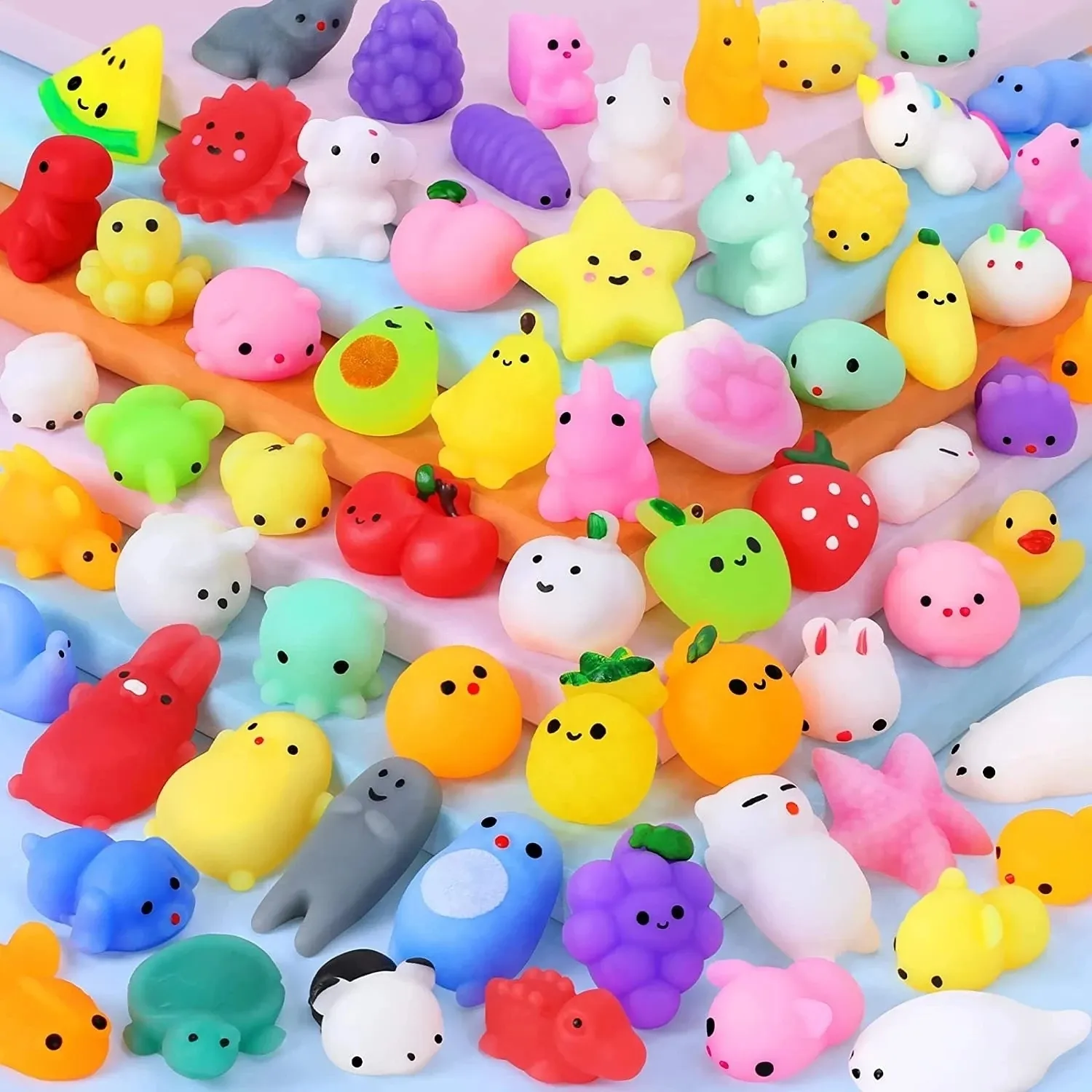 Economize muito em Pacote De 100 Mochi Mole 100 Kawaii Sishies Mochi Sishy  Toys: Mini Stress Relief Fidget Toys For Kids Party Favors 15/24/32 PCS