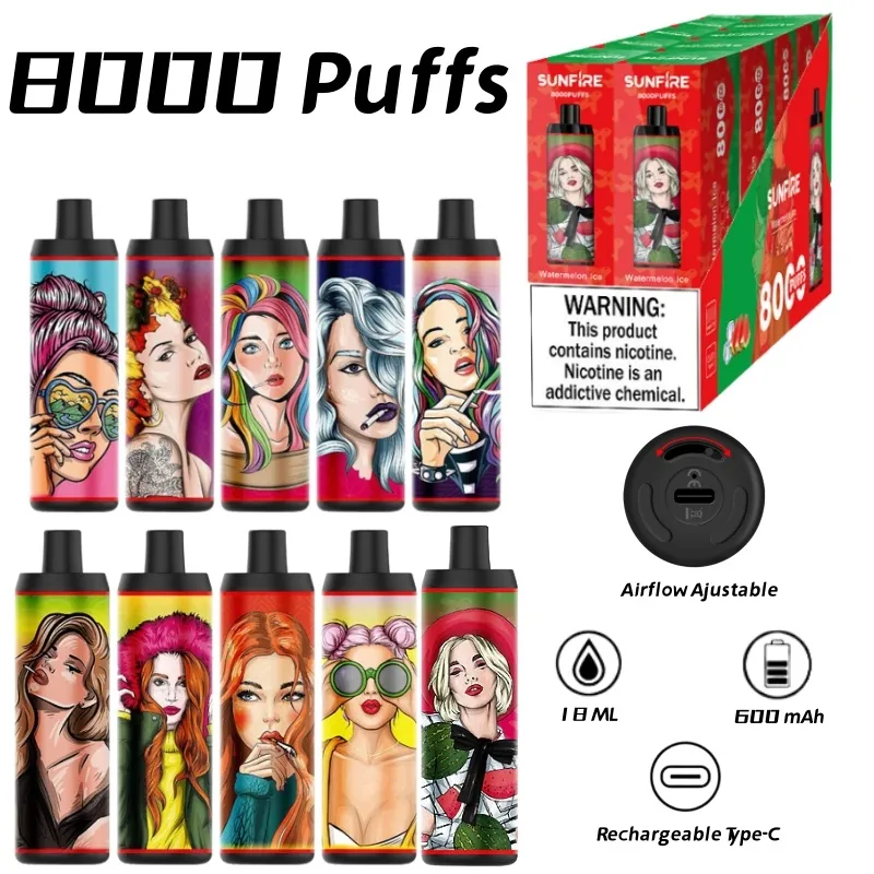 Fabrika 8000 Pufs Wape Şarj Edilebilir E Sigara 20mg NIC 18ml E Meyve Suyu Puf Efsa Bobin Tek Kullanımlık Vapes Elektrikli Kartuş Fiyat OEM ODM Servisi Toptan Vape Kalem