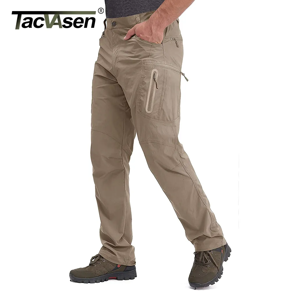 Pantaloni da uomo TACVASEN Pantaloni leggeri estivi Pesca tattica Escursionismo all'aperto Nylon Quick Dry Cargo Lavoro casual 230829