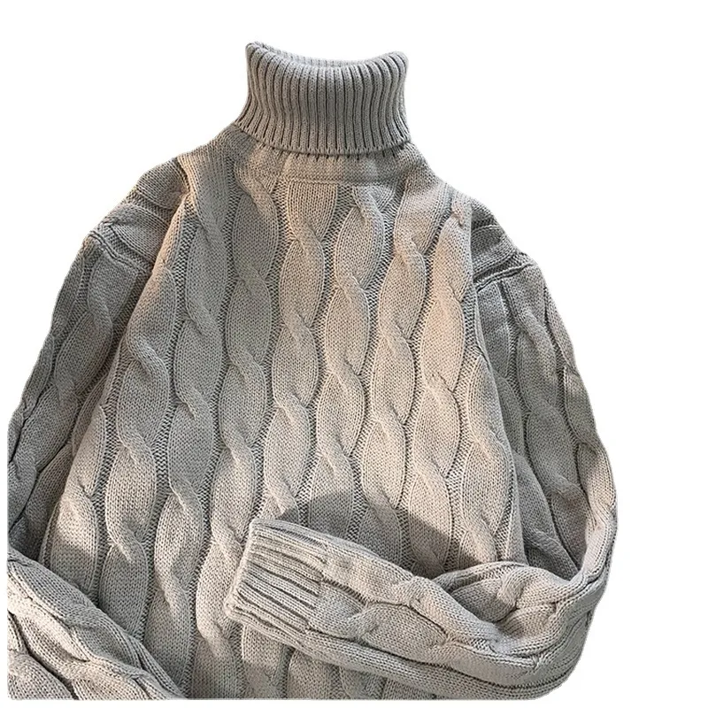 Camisolas masculinas outono inverno grosso camisola cor sólida gola alta manga longa quente básico clássico malha 230830