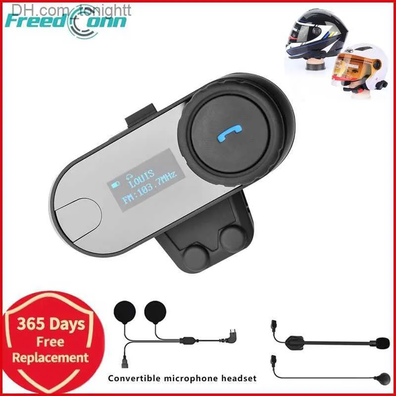 Freedconn TCOM SC Bluetooth мотоцикл шлема шлема шлема гарнитуры беспроводной мотоцикл Motbike Interphone ЖК -экрана FM Erhone Q230830