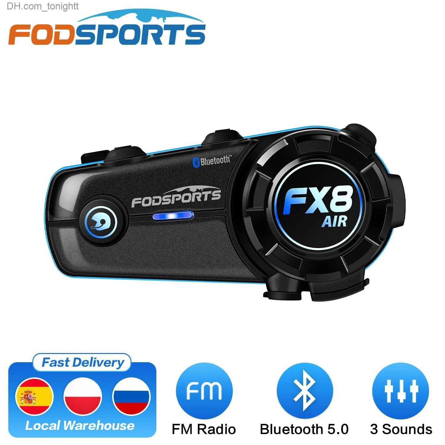 Fodsports FX8 AIR casque Interphone casque moto étanche Interphone Bluetooth 5.0 FM Radio 3 effets sonores stéréo Q230830