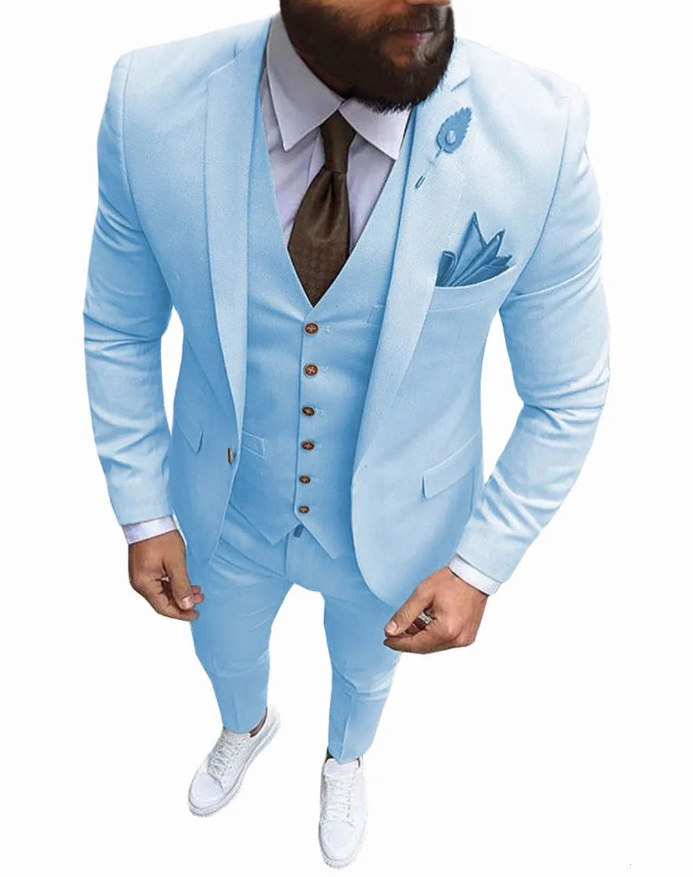 Mens Suits Blazers Pink 3 Pieces Passar Formal Business Notch Lapel Slim Fit Tuxedos Man Blazer för WeddingBlazervestpants 230829
