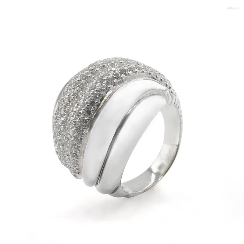 Кластерные кольца Jade Angel Design Brand Solid 925 Серебряные ювелирные изделия Большой Пейв Бриллианты скульптурное кольцо для женщин Рождество День святого Валентина подарок