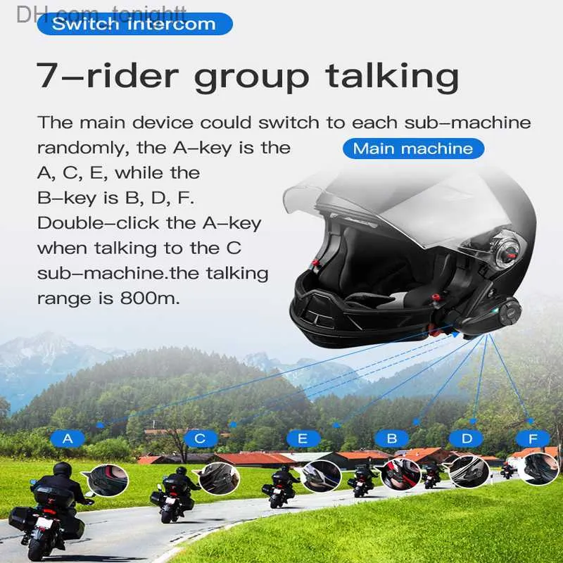 Q7 Motorcycle Helmet Bluetooth 5.0 Intercom - Waterproof, FM